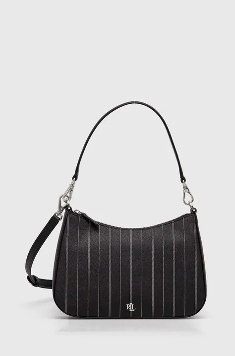 Usnjena torbica Lauren Ralph Lauren črna barva, 431942079