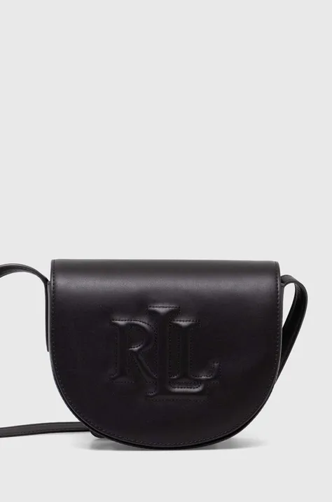 Usnjena torbica Lauren Ralph Lauren črna barva, 431950130