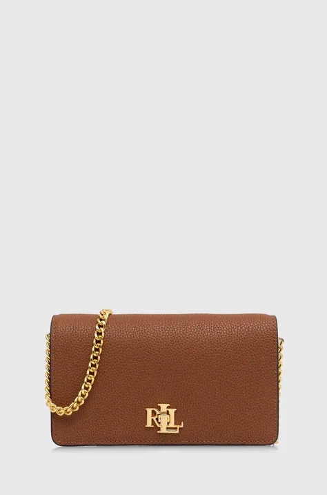 Шкіряна сумка Lauren Ralph Lauren колір коричневий 432942073