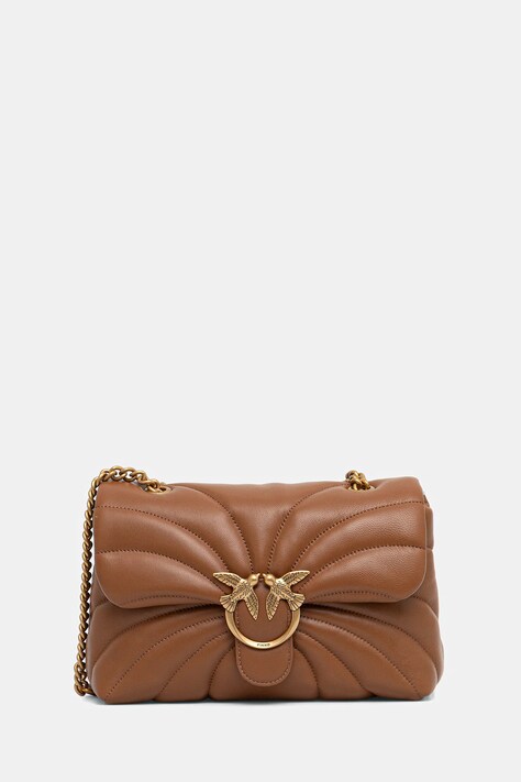 Pinko torebka skórzana kolor brązowy 100038 A1EX