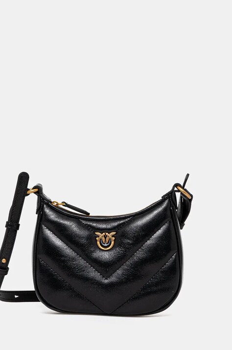Pinko poseta de piele culoarea negru, 103538 A1RO