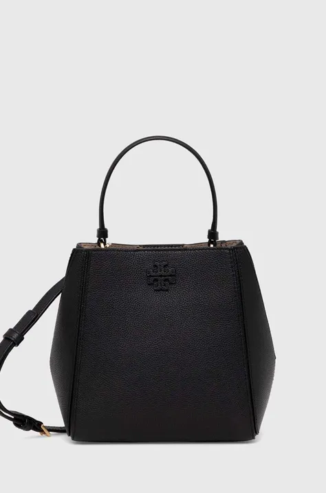 Δερμάτινη τσάντα Tory Burch McGraw Small χρώμα: μαύρο, 158500.001