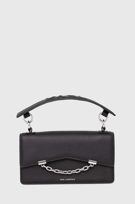 Usnjena torbica Karl Lagerfeld črna barva, 245W3028