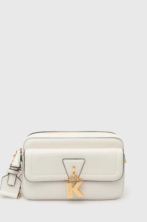 Usnjena torbica Karl Lagerfeld bela barva, 245W3047