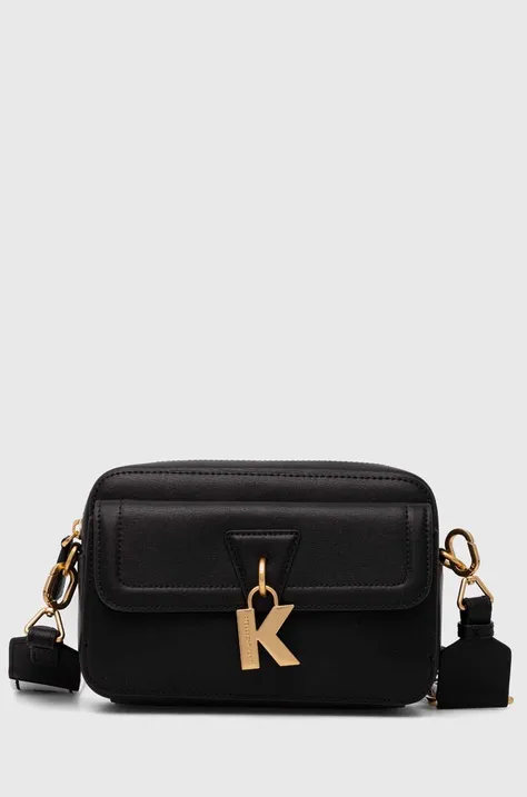 Usnjena torbica Karl Lagerfeld črna barva, 245W3047