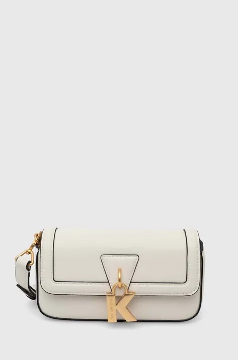 Kožená kabelka Karl Lagerfeld béžová farba, 245W3048