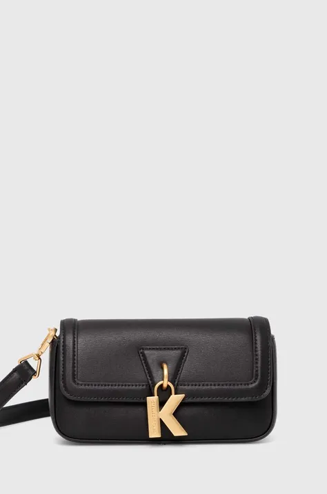 Usnjena torbica Karl Lagerfeld črna barva, 245W3048