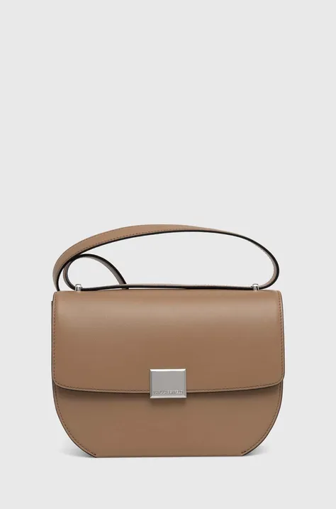Usnjena torbica Karl Lagerfeld rjava barva, 245W3056