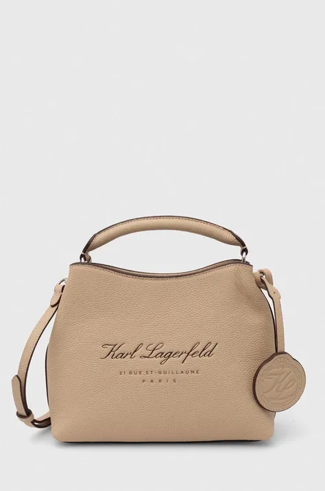 Kožená kabelka Karl Lagerfeld béžová farba, 245W3074