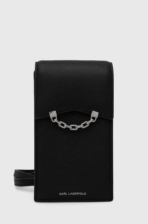 Usnjen ovitek za telefon Karl Lagerfeld črna barva, 245W3211