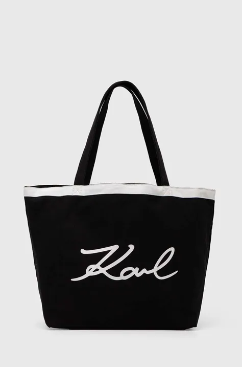 Βαμβακερή τσάντα Karl Lagerfeld χρώμα: μαύρο, 245W3853
