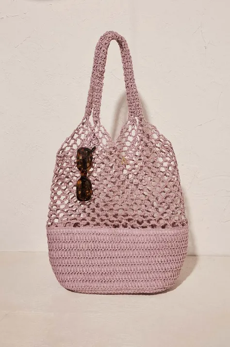 Πλεκτή τσάντα women'secret SHIMMER χρώμα: ροζ, 3067361
