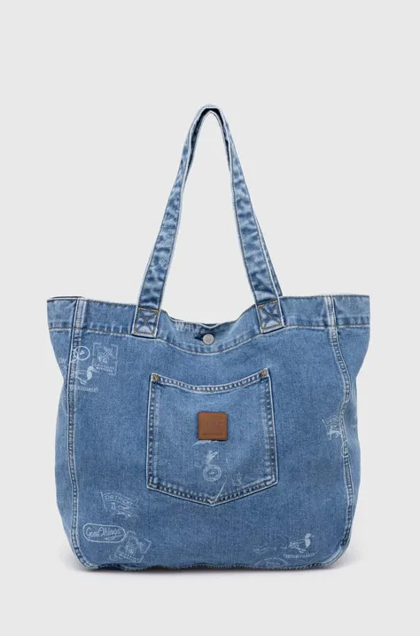 Carhartt WIP cotton handbag Stamp Tote Bag blue color I033740.2LN35