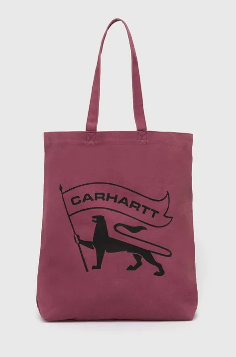 Carhartt WIP geanta de bumbac Stamp Tote culoarea roz, I033629.2B0XX