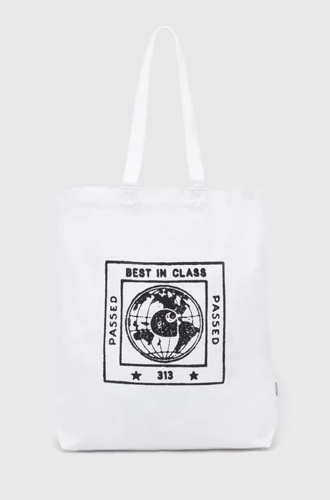 Βαμβακερή τσάντα Carhartt WIP Stamp Tote χρώμα: άσπρο, I033629.00AXX