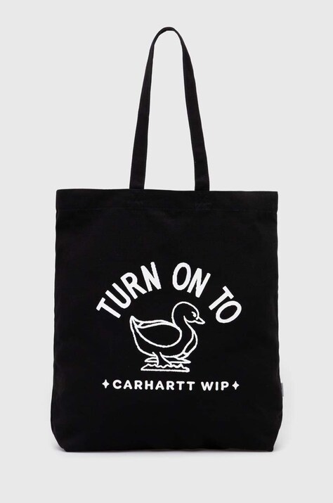Памучна чанта Carhartt WIP Stamp Tote в черно I033629.0D2XX