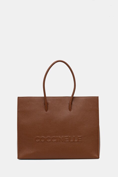 Coccinelle geantă de piele COCCINELLEMYRTHA MAXI LOG culoarea bej, E1 QBB 18 01 01