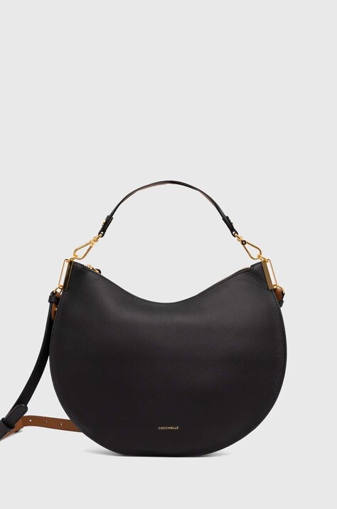 Usnjena torbica Coccinelle COCCINELLESUNUP črna barva, E1 QKF 13 01 01