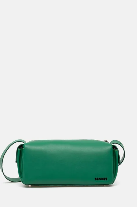 Kožená kabelka Sunnei zelená farba, MACCWBAG002