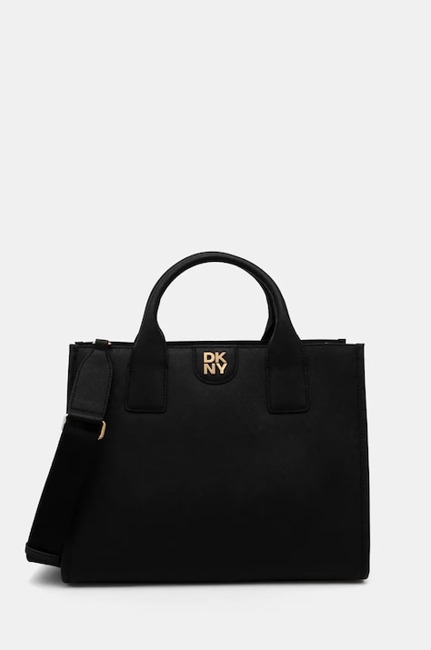 Δερμάτινη τσάντα Dkny χρώμα: μαύρο, R43AKQ11