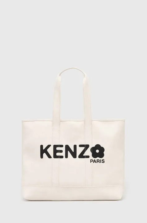 Βαμβακερή τσάντα Kenzo Utility Large Tote Bag χρώμα: μπεζ, FE68SA911F36.03