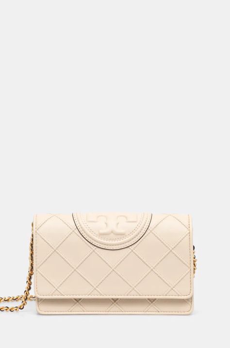 Tory Burch borsa a mano in pelle Fleming colore beige 138853