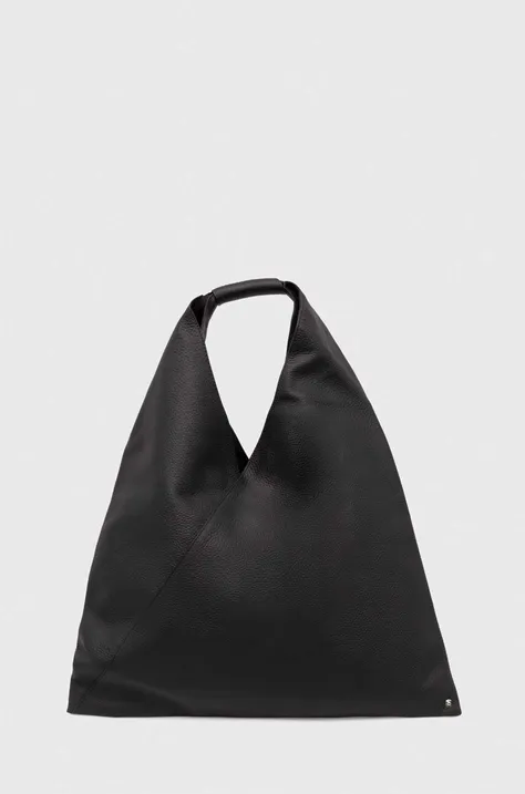 Δερμάτινη τσάντα MM6 Maison Margiela χρώμα: μαύρο, S54WD0039