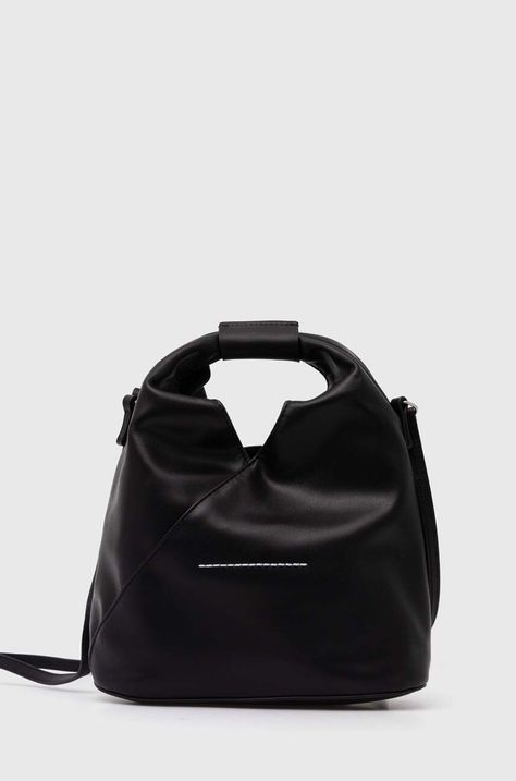 Δερμάτινη τσάντα MM6 Maison Margiela χρώμα: μαύρο, SB6WD0026