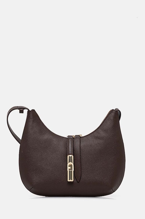 Δερμάτινη τσάντα Furla χρώμα: καφέ, WB01500.BX3353.2460S