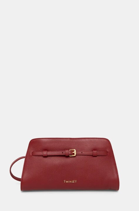 Kožená kabelka Twinset červená barva, 242TD8373