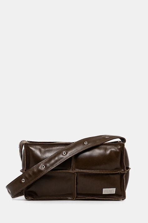 MM6 Maison Margiela torebka skórzana kolor brązowy SB6WD0035.P7187