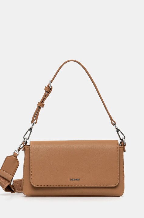 Kabelka Calvin Klein hnědá barva, K60K612902