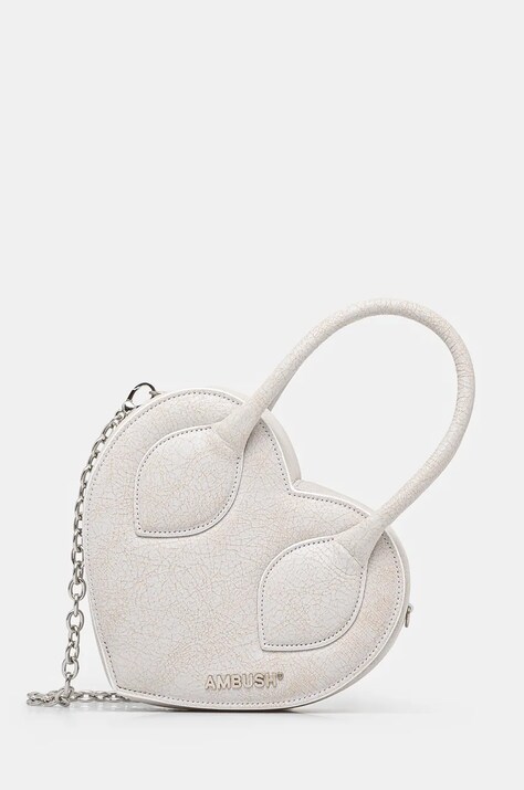 Kabelka AMBUSH Crackle Heart Top Handle Bag šedá barva, BWNP028F24LEA0010100