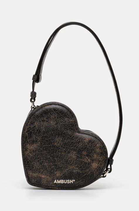 AMBUSH borsetta Crackle Heart Shoulder Bag colore nero BWNN006F24LEA0011000