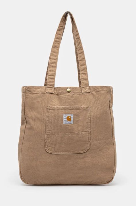 Carhartt WIP geanta de bumbac Bayfield Tote culoarea bej, I031403.2FS02