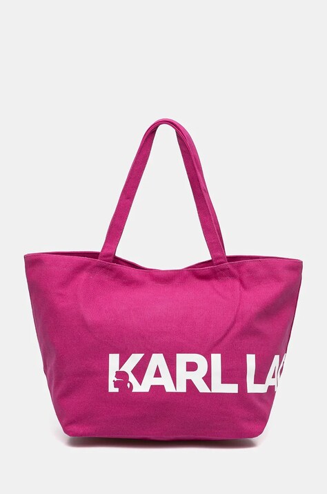 Karl Lagerfeld geanta de bumbac culoarea roz, 246W3886