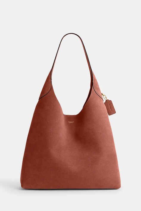 Coach torebka shopper damska zamszowa Suade Brooklyn Shoulder Bag 39 brązowa CW636