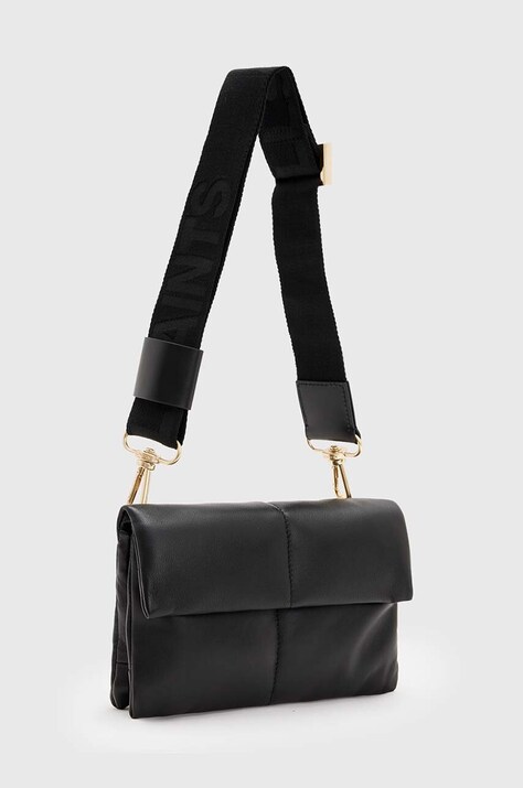 Kožená kabelka AllSaints EZRA QUILT CROSSBODY černá barva, W305XB