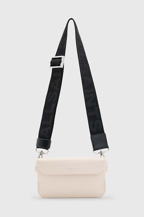 Kožna torba AllSaints ZOE CROSSBODY boja: bež, W312XB