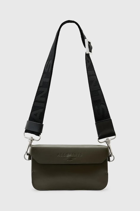 AllSaints poseta de piele ZOE CROSSBODY culoarea verde, W312XB