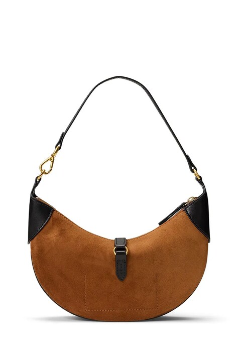 Polo Ralph Lauren Torebka hobo damska skórzana brązowa 428929801