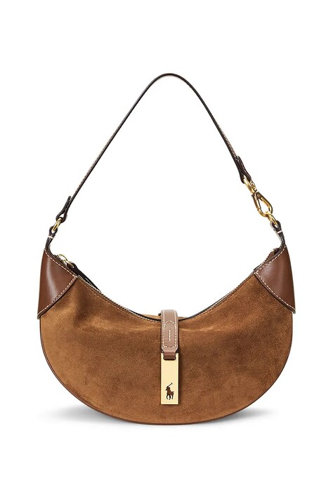 Polo Ralph Lauren torebka hobo damska skórzana brązowa 428929801