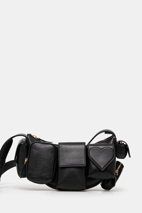 Kožená kabelka Fiorucci Leather Super Pocket Bag černá barva, U01FPABA123LE04BK01