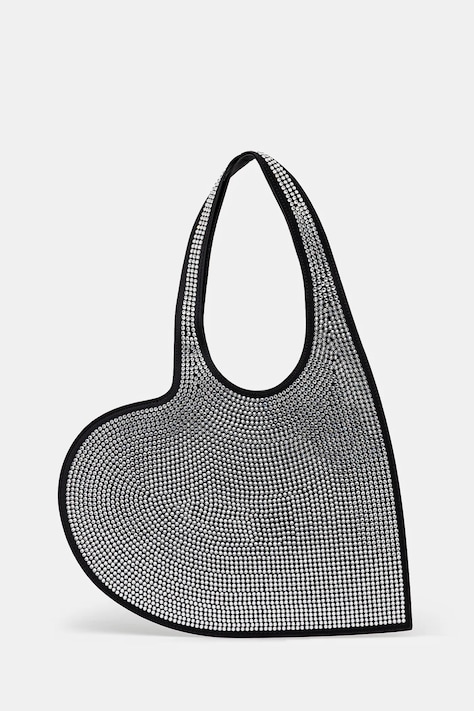 Τσάντα Coperni Crystal-Embellished Mini Heart Tote χρώμα: μαύρο, COPBA14BIS455