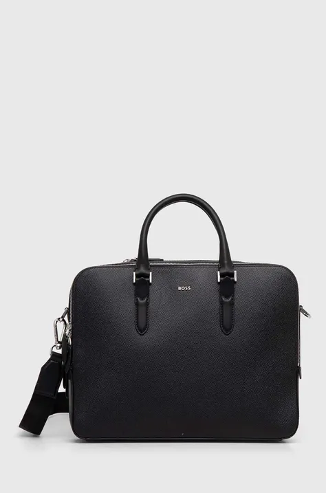 Шкіряна сумка BOSS колір чорний 50523254
