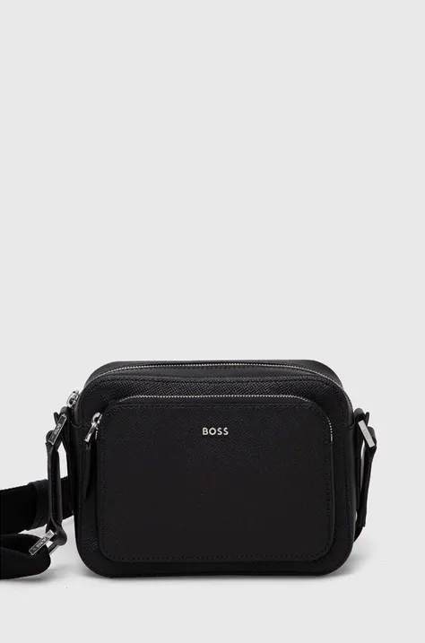 Usnjena torbica za okoli pasu BOSS črna barva, 50523255