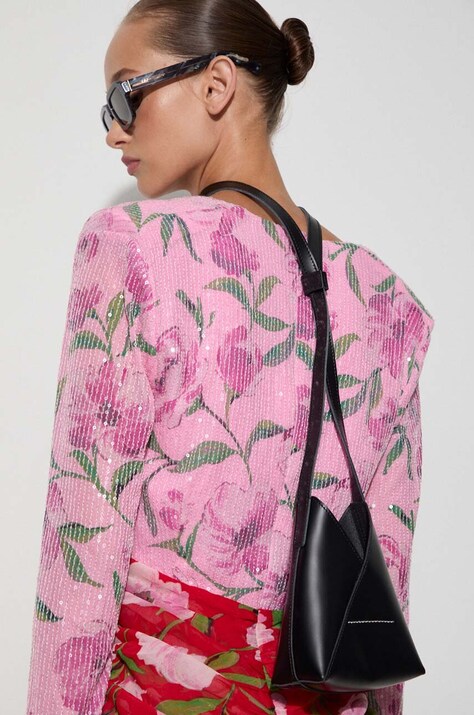 Kožená taška MM6 Maison Margiela černá barva, SB6ZI0014.P7183