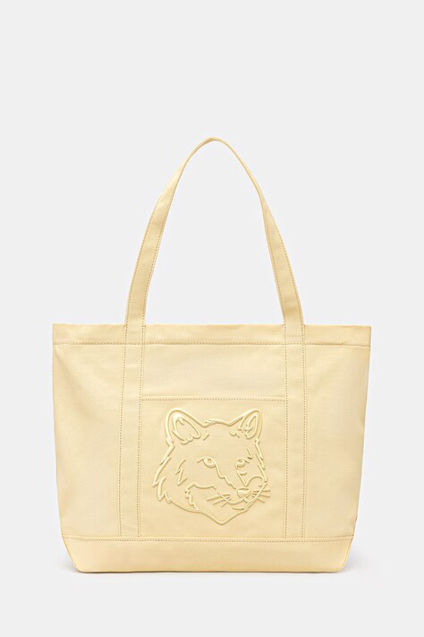 Maison Kitsuné torba bawełniana Fox Head kolor żółty LW05104WW0107