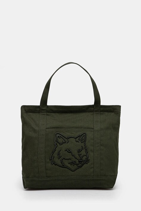 Maison Kitsuné cotton bag Fox Head green color LW05104WW0107