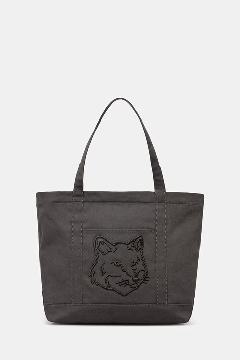 Maison Kitsuné torba bawełniana Fox Head kolor zielony LW05104WW0107